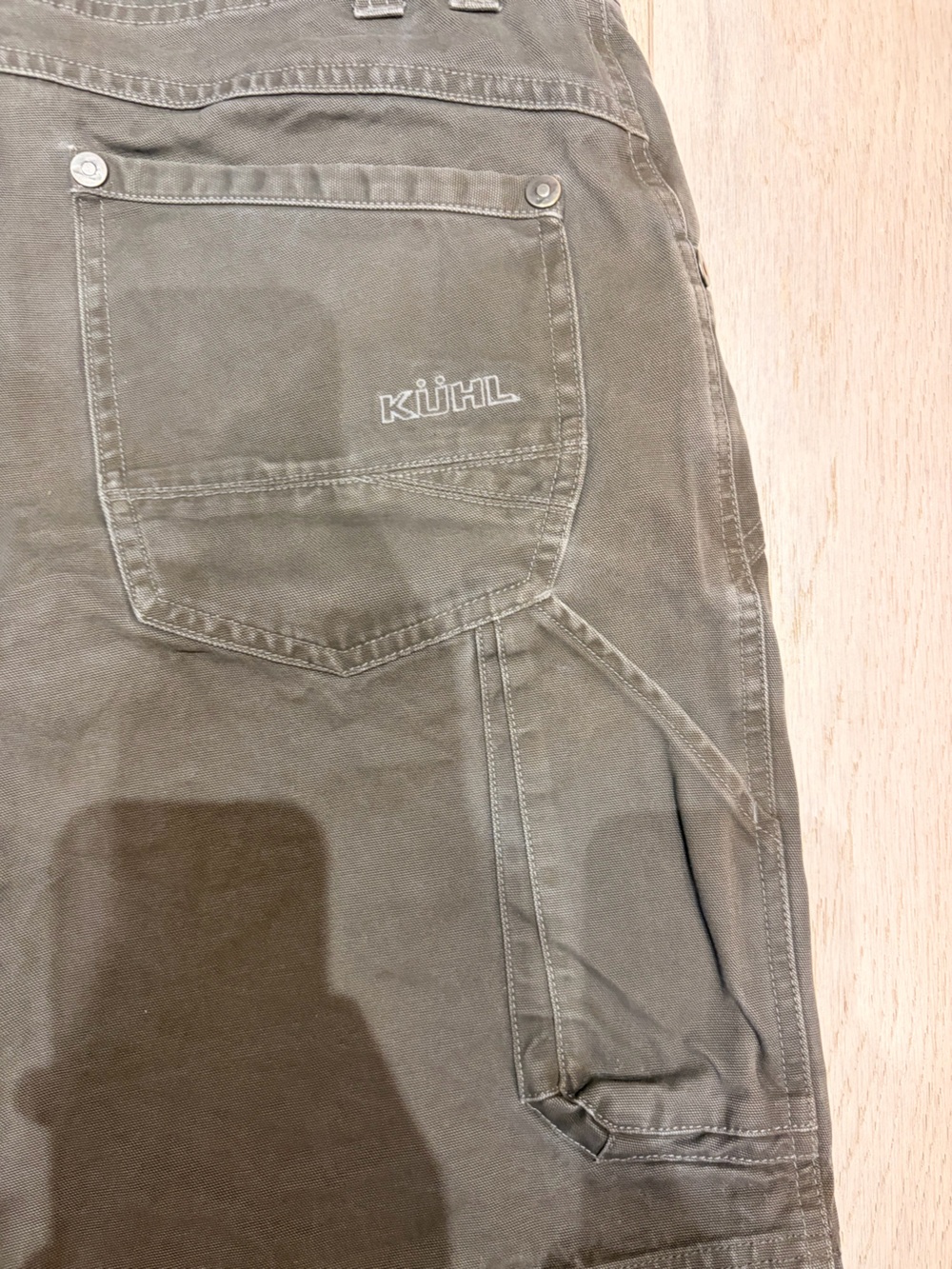 Vintage KUHL Canvas Carpenter Shorts Dark Green Men's size 33 - Picture 5 of 8
